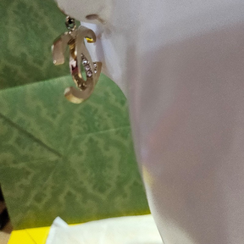 chanel珍珠黑鑽耳環-4