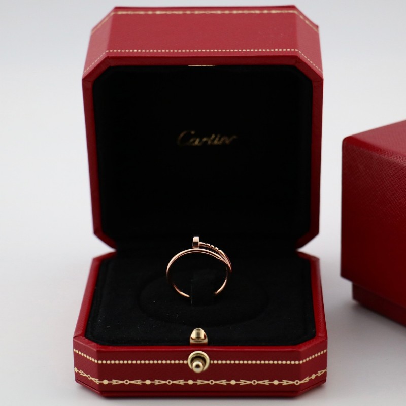 Cartier卡地亞 玫瑰金 無鑽 釘子 戒指 窄版 50碼-0