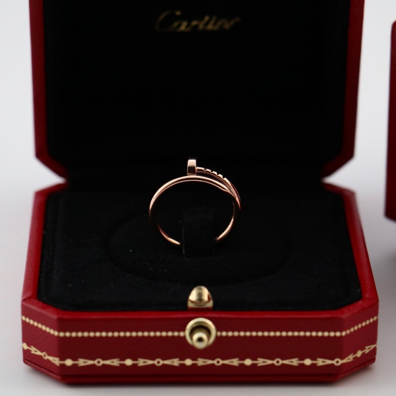 Cartier卡地亞 玫瑰金 無鑽 釘子 戒指 窄版 50碼-1