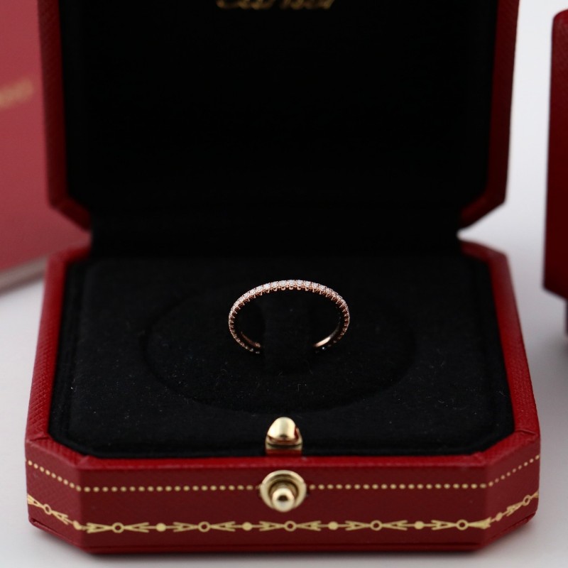 Cartier卡地亞 玫瑰金 etincelle 單排 滿鑽 戒指 48碼 有盒子-0