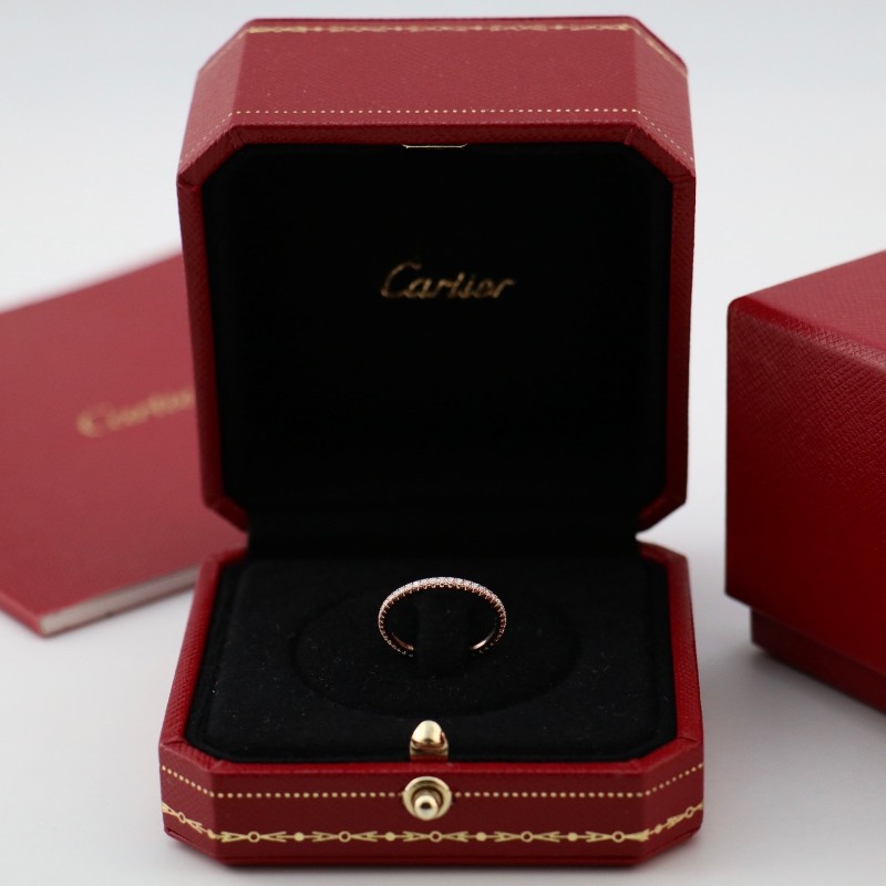 Cartier卡地亞 玫瑰金 etincelle 單排 滿鑽 戒指 48碼 有盒子-1