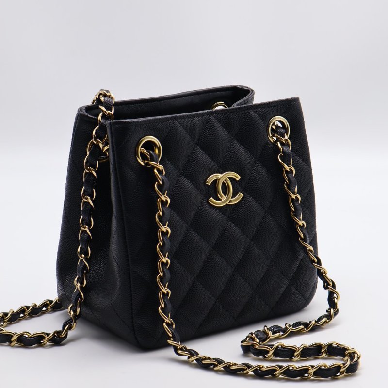 CHANEL Mini tote粒面牛皮水桶包-6