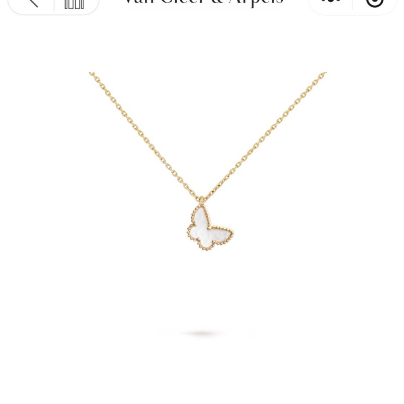 VCA梵克雅寶 黃金 白蝴蝶 項鍊 新扣 有盒子-4