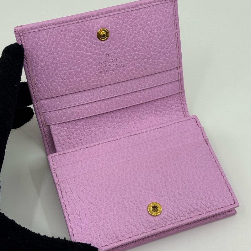 Gucci 狗狗限量版 粉紅色 牛皮小錢包-4