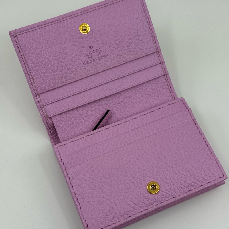 Gucci 狗狗限量版 粉紅色 牛皮小錢包-23