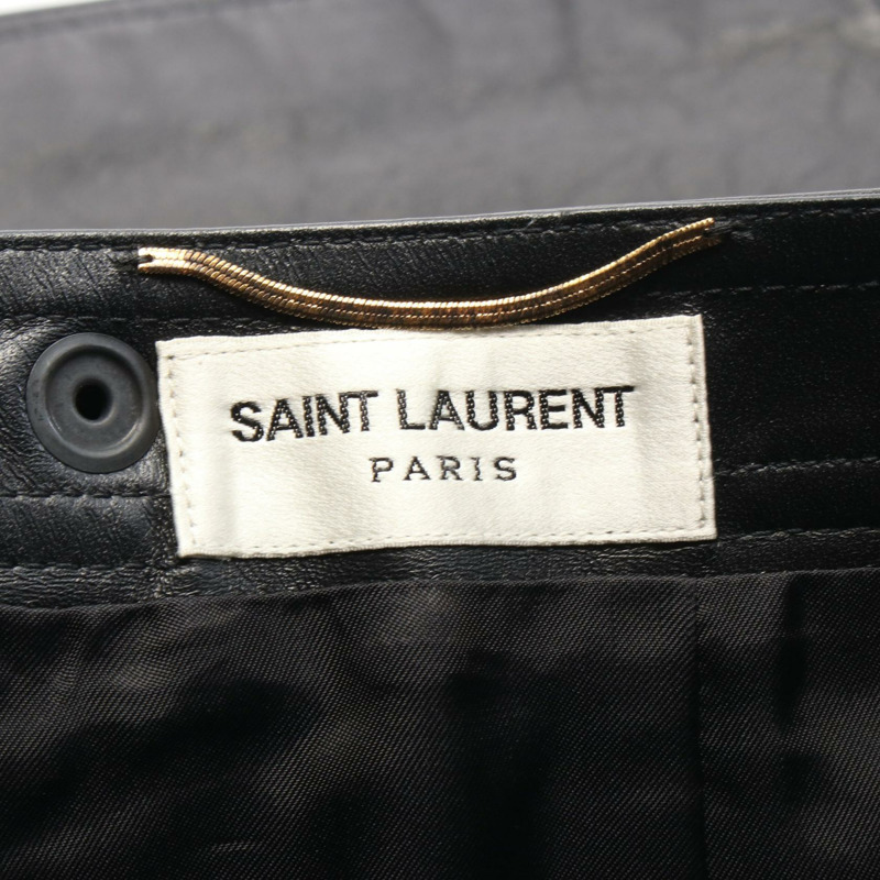SAINT LAURENT PARIS 半身裙 羔羊皮 黑色 二手 女士-2