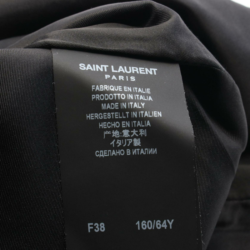 SAINT LAURENT PARIS 半身裙 羔羊皮 黑色 二手 女士-4