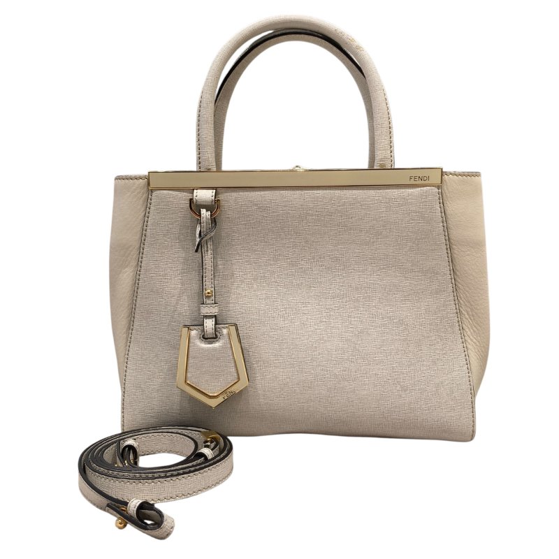 FENDI 芬迪 Toujours 可肩背 皮革 手提包 白色-0