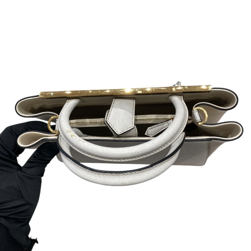 FENDI 芬迪 Toujours 可肩背 皮革 手提包 白色-6