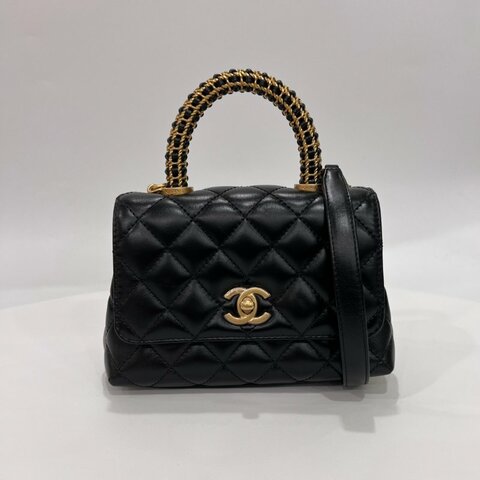 CHANEL HANDLE 季節款XXS 羊皮黑AS2215/晶片款