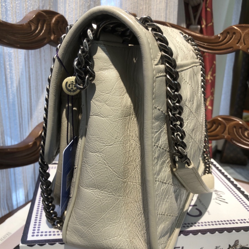 ysl niki 中号 白色 新款D扣 单肩包-2