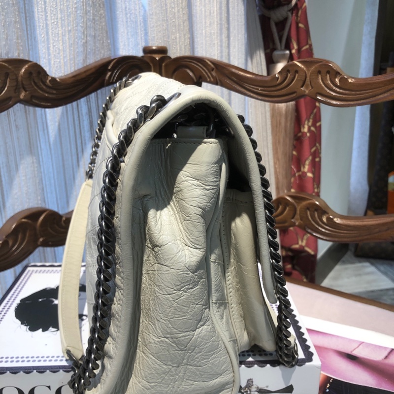 ysl niki 中号 白色 新款D扣 单肩包-3