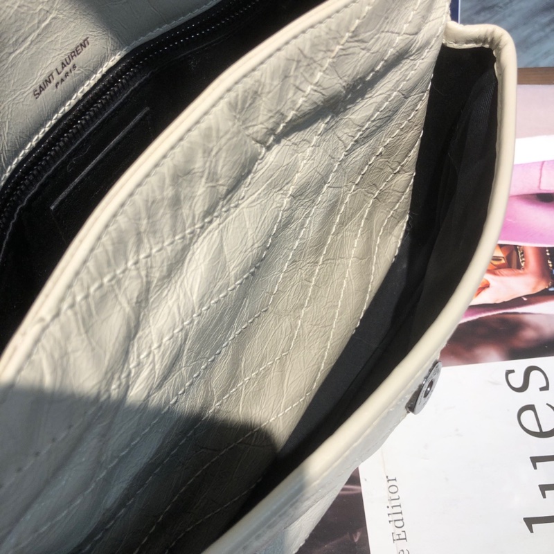 ysl niki 中号 白色 新款D扣 单肩包-8