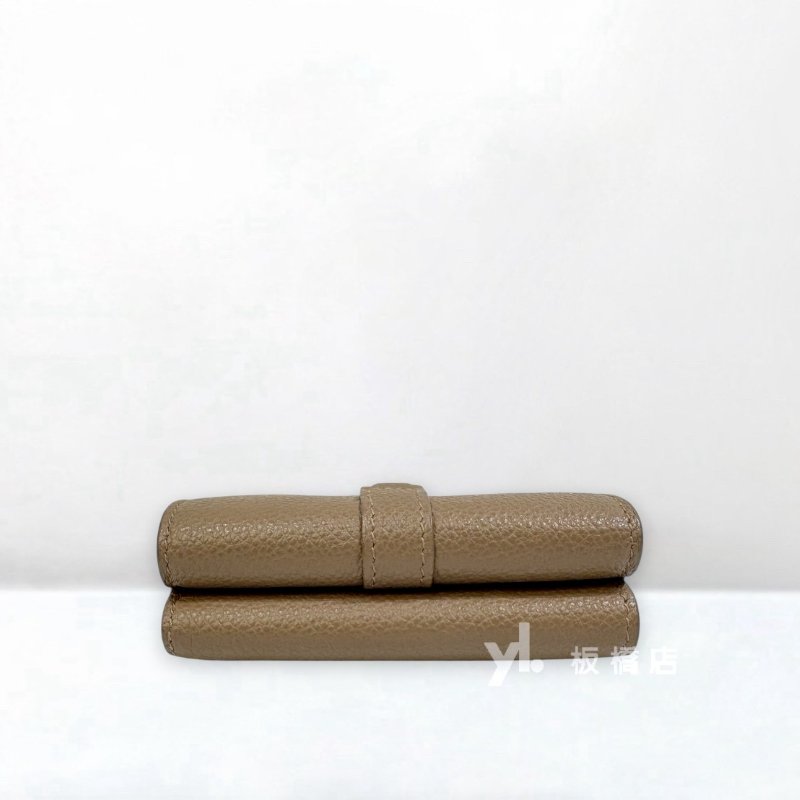 YSL 灰褐色牛皮三折式迷你短夾-6