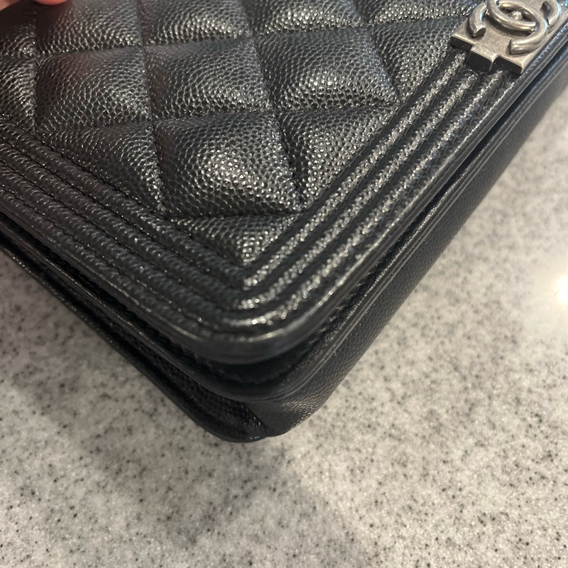 Chanel boy woc 黑銀-16