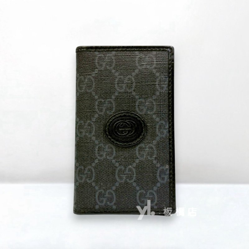 GUCCI黑灰GG對折卡夾722601-0