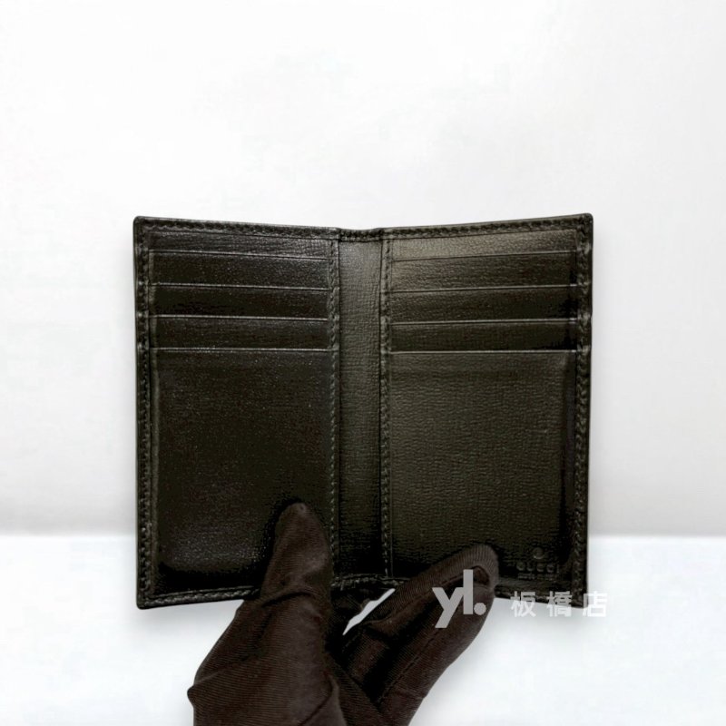 GUCCI黑灰GG對折卡夾722601-4