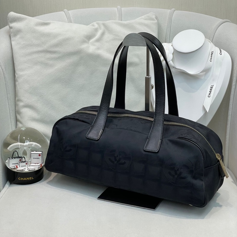 Chanel 黑色冰格 手拎袋 XB229-0