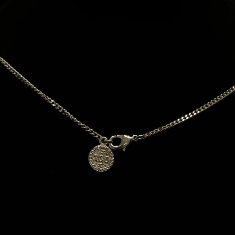 CHANEL 100周年鏤空滿鑽大雙Clogo項鍊 鍊長61cm 98新-1