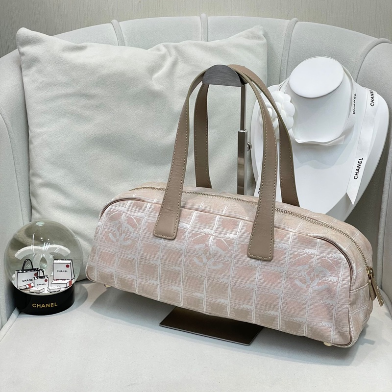 Chanel 奶茶色冰格 手拎袋 XB507-0