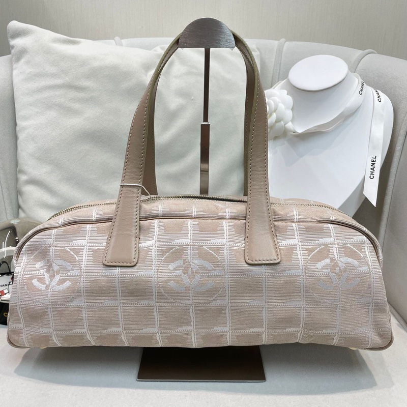 Chanel 奶茶色冰格 手拎袋 XB507-2