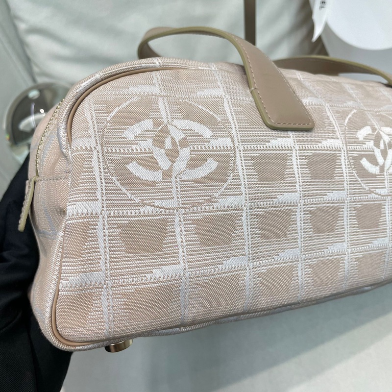 Chanel 奶茶色冰格 手拎袋 XB507-35