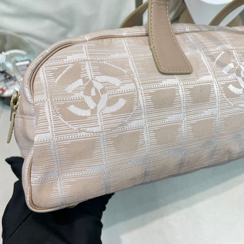 Chanel 奶茶色冰格 手拎袋 XB507-49