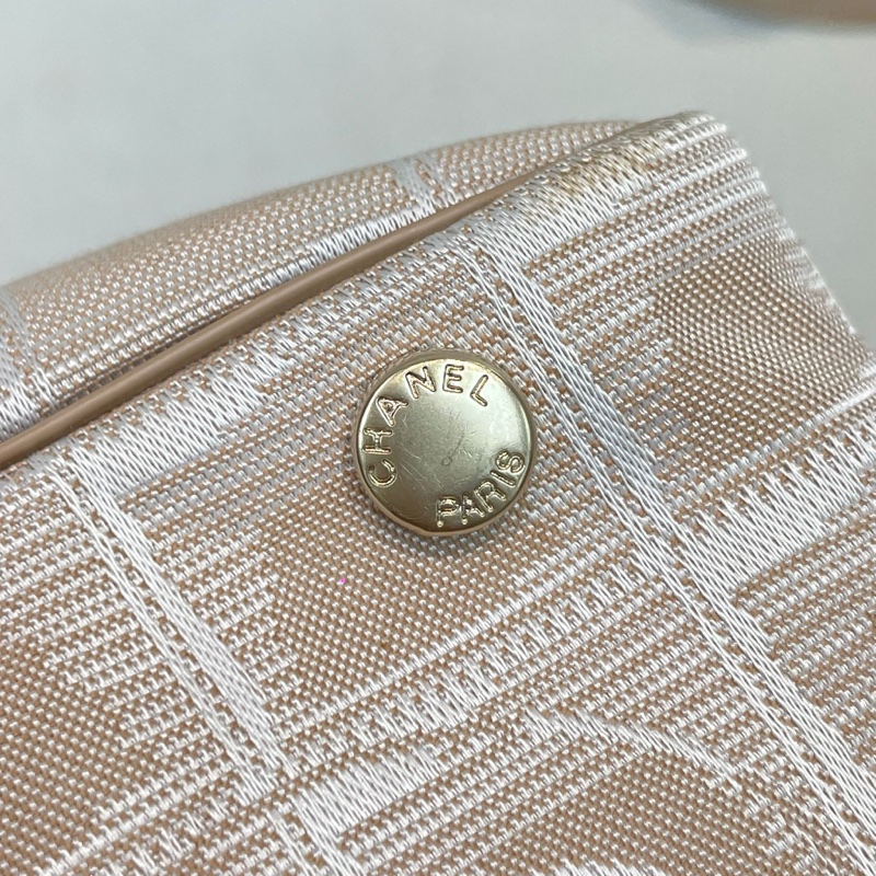 Chanel 奶茶色冰格 手拎袋 XB507-58