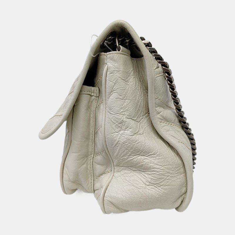 YSL NIKI中號 米色牛皮縫斜背包肩背包 D扣 釕色五金-2