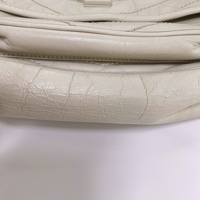 YSL NIKI中號 米色牛皮縫斜背包肩背包 D扣 釕色五金-6