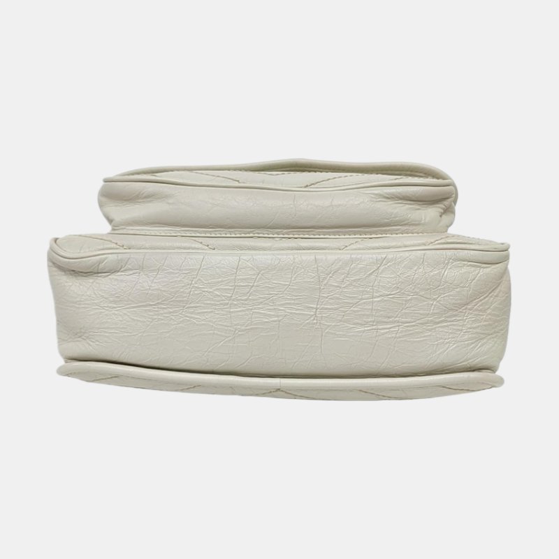 YSL NIKI中號 米色牛皮縫斜背包肩背包 D扣 釕色五金-7