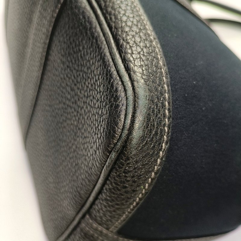 HERMÈS Garden Party 36 黑色帆布花園包手提包 銀色五金 框P刻-13