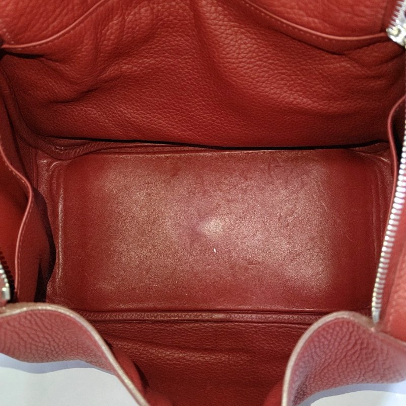 HERMÈS Lindy 30 正紅色Clemence牛皮琳迪包肩背包手提包 銀色五金 框R刻-6