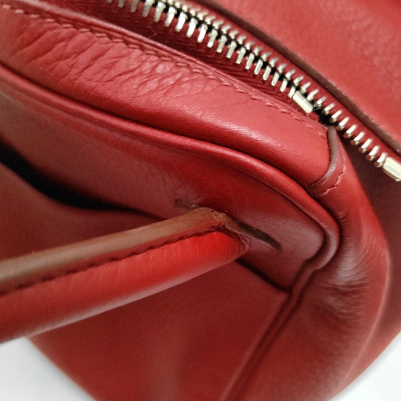 HERMÈS Lindy 30 正紅色Clemence牛皮琳迪包肩背包手提包 銀色五金 框R刻-9