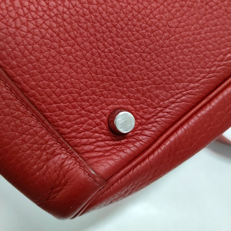HERMÈS Lindy 30 正紅色Clemence牛皮琳迪包肩背包手提包 銀色五金 框R刻-10