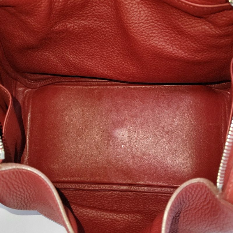 HERMÈS Lindy 30 正紅色Clemence牛皮琳迪包肩背包手提包 銀色五金 框R刻-11