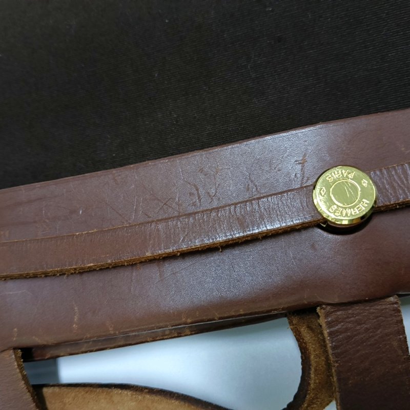 HERMÈS Herbag Cabas 深棕色帆布肩背包手提包 金色五金 框F刻-9