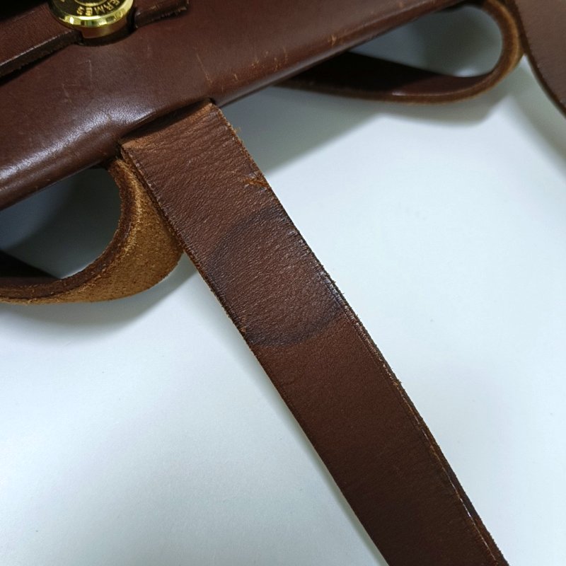 HERMÈS Herbag Cabas 深棕色帆布肩背包手提包 金色五金 框F刻-17