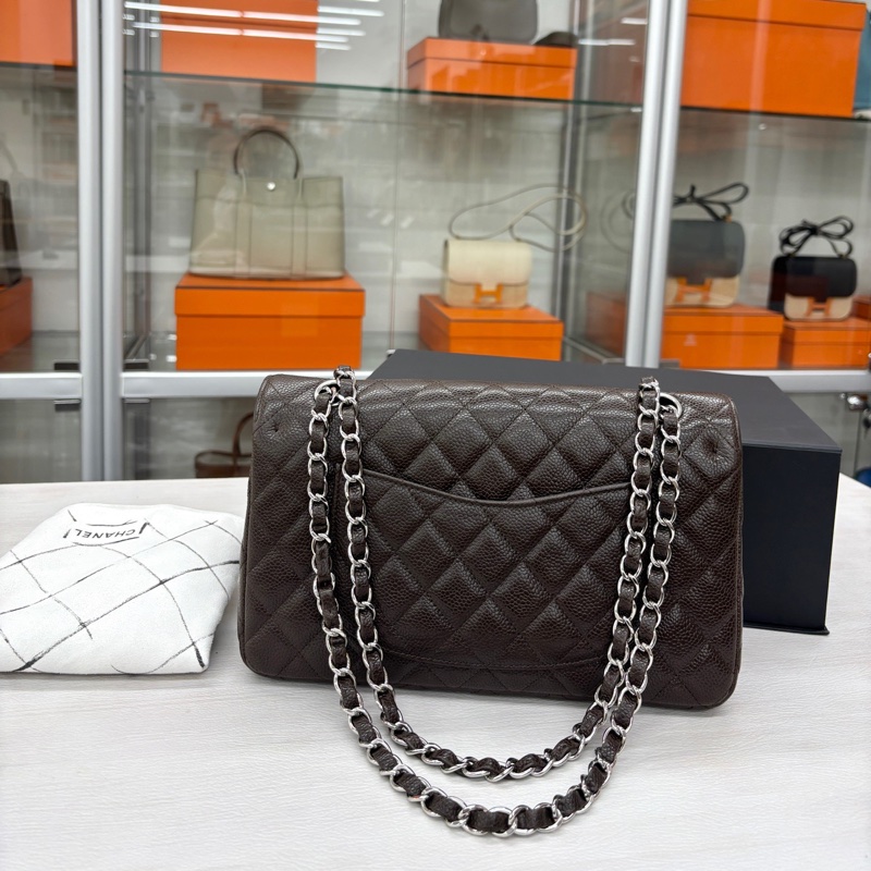 Chanel 巧克力棕荔枝牛皮中號CF 尺寸約25.5*15 鐳射12開無卡 附件塵袋、盒-3