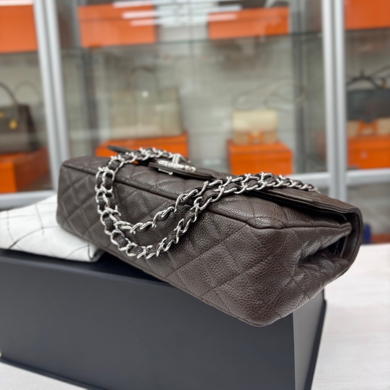 Chanel 巧克力棕荔枝牛皮中號CF 尺寸約25.5*15 鐳射12開無卡 附件塵袋、盒-5