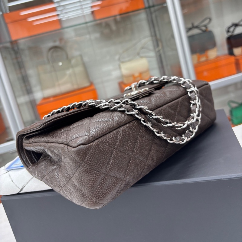 Chanel 巧克力棕荔枝牛皮中號CF 尺寸約25.5*15 鐳射12開無卡 附件塵袋、盒-6