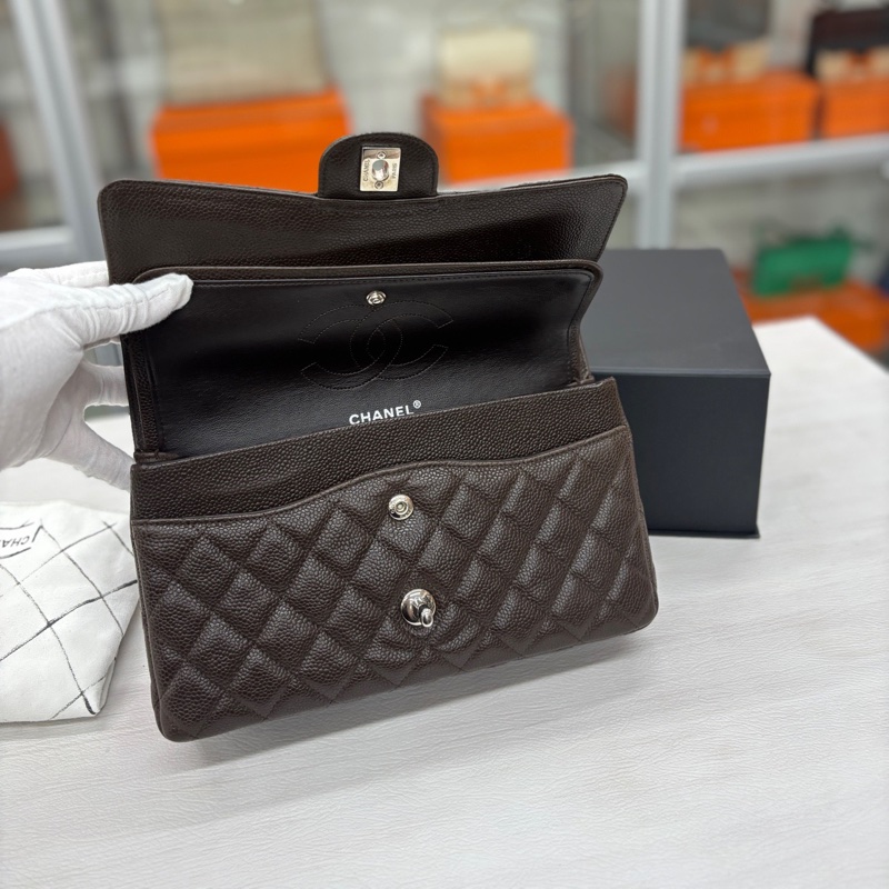 Chanel 巧克力棕荔枝牛皮中號CF 尺寸約25.5*15 鐳射12開無卡 附件塵袋、盒-7