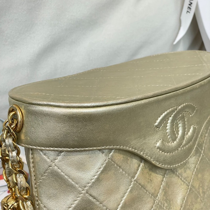 chanel 中古淡金色盒仔 皮穿鏈   XB541-12
