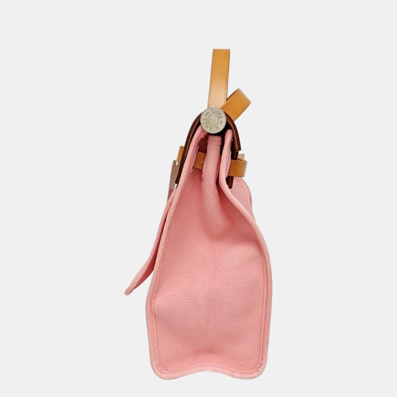 HERMÈS Herbag 31 夏日粉帆布 肩背包 手提包 銀色五金 T刻-3