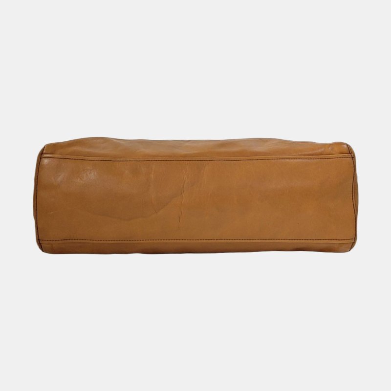 PRADA Easy 棕色牛皮肩背包 手提包 銀色五金-5