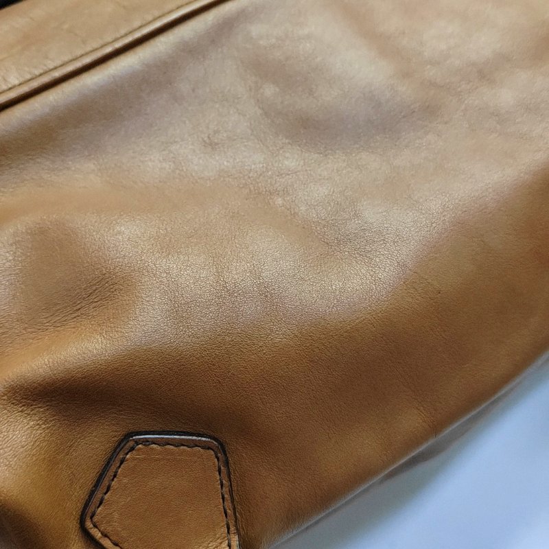 PRADA Easy 棕色牛皮肩背包 手提包 銀色五金-9