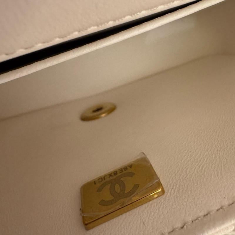 Chanel白羊皮菱格珍珠提把鏈包斜背包-37