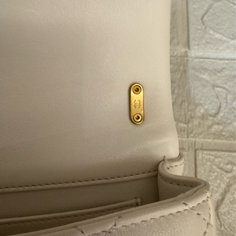 Chanel白羊皮菱格珍珠提把鏈包斜背包-42