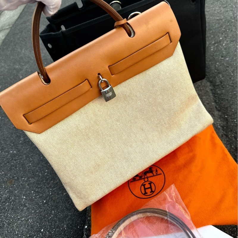 Hermes Herbag 31 棕白/棕黑-4