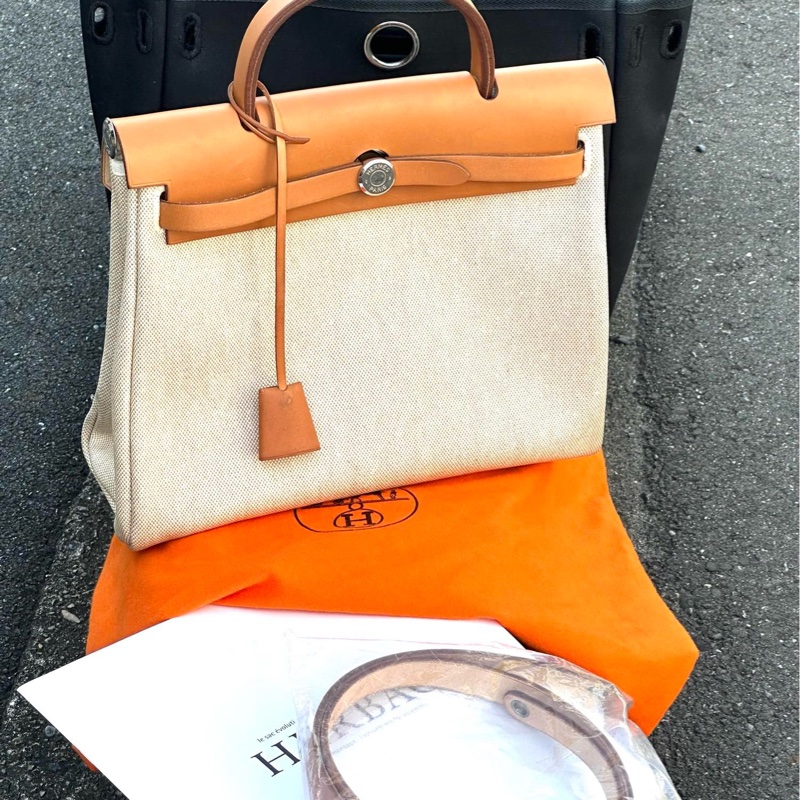 Hermes Herbag 31 棕白/棕黑-7